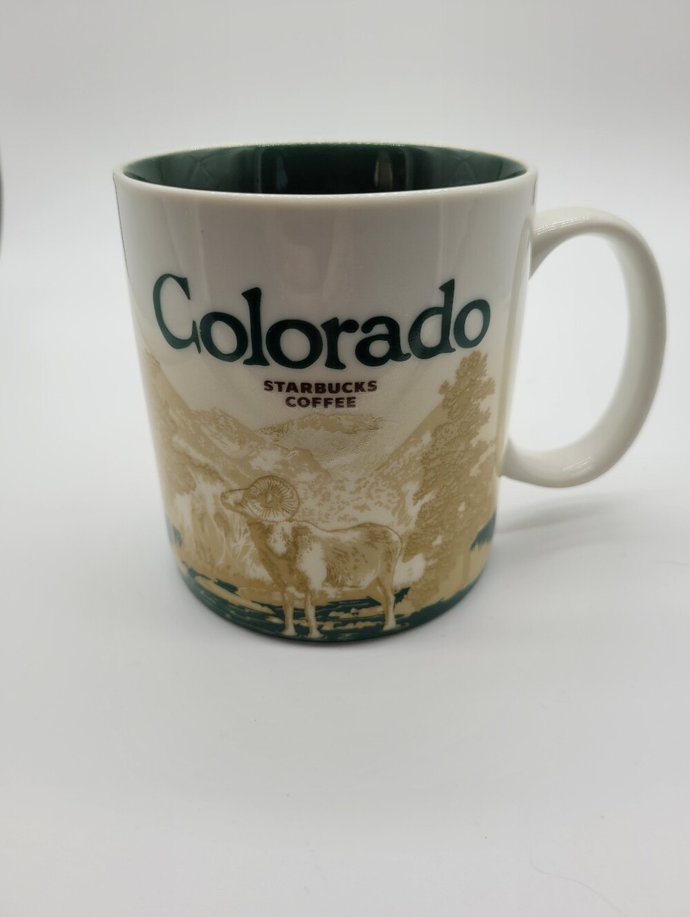 Starbucks Vintage Colorado Collector Series 16oz Mug Deep Green Interior